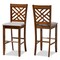 Baxton Studio Jason Grey Upholstered and Walnut Wood 2-Piece Bar Stool Set 167-10852 - alternate 1